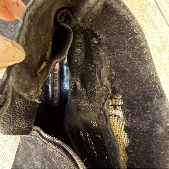 Prada Black Wedge Suede Ankle Booties - Picture 13 of 14